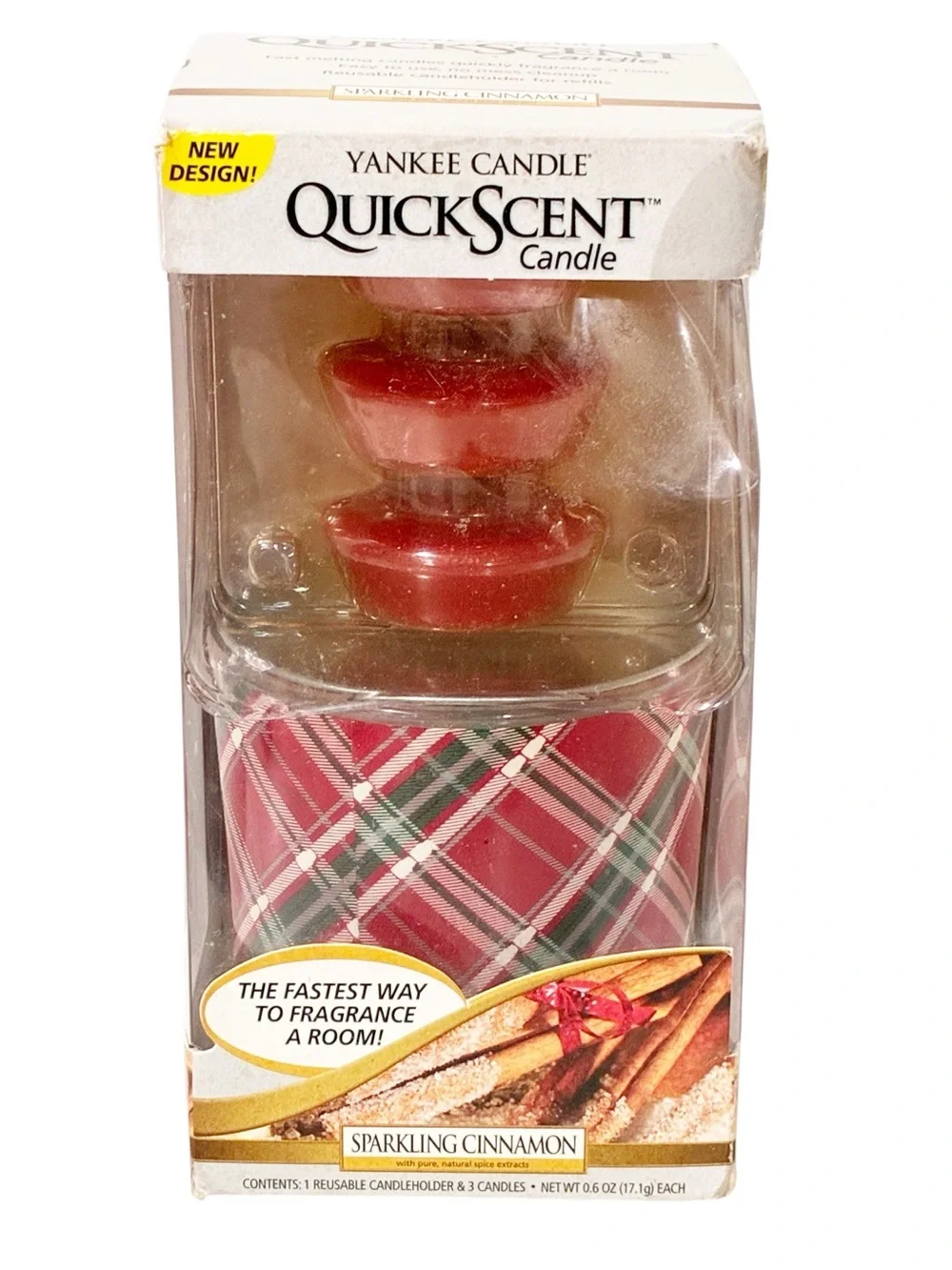 Yankee Candle QuickScent Candle Sparkling Cinnamon 3 Refills NEW